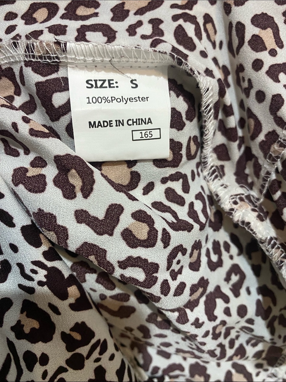 Leopard Print Long-Sleeve Tiered Dress - Beige/Brown - Picture 4 of 5